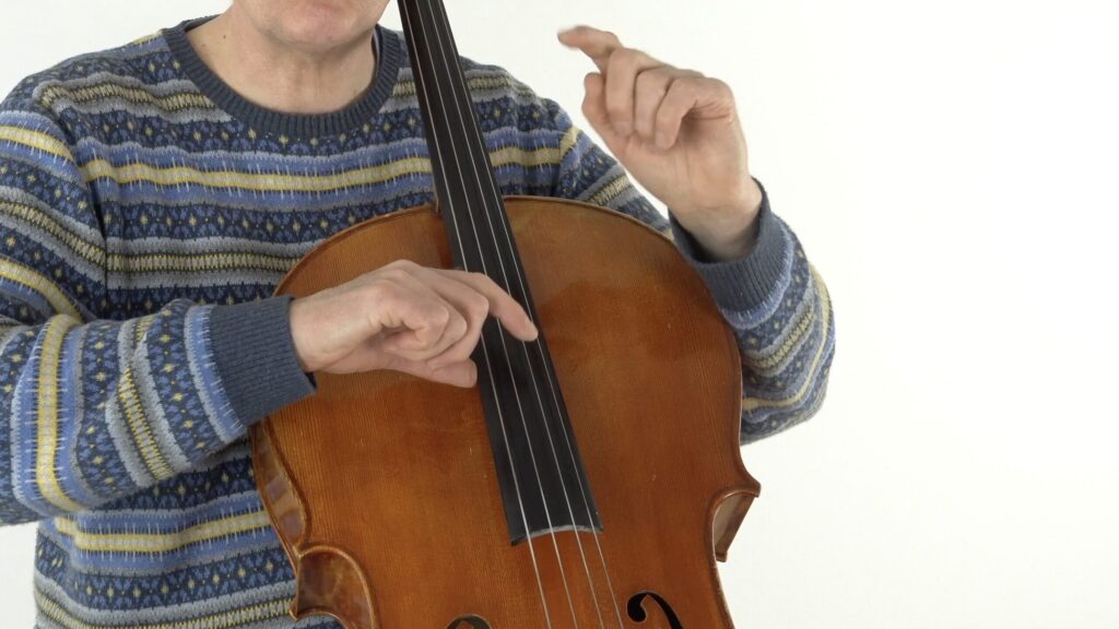 Pizzicato - Zupfen eines Tons am Cello mit angelegtem Daumen